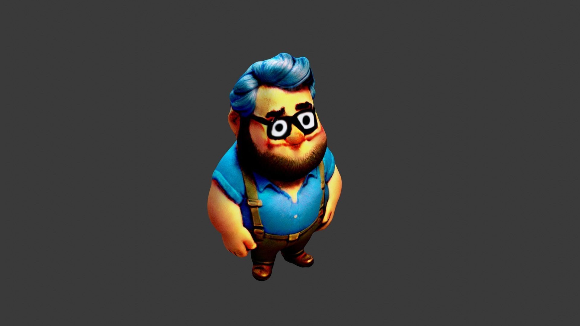 Man Fat Character Cartoon Low-poly 3D model_5