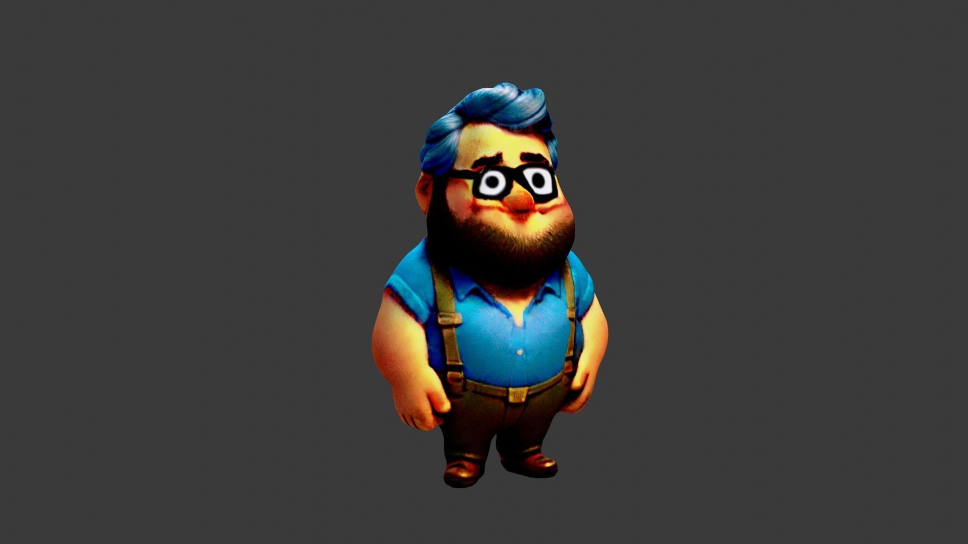Man Fat Character Cartoon Low-poly 3D model_4
