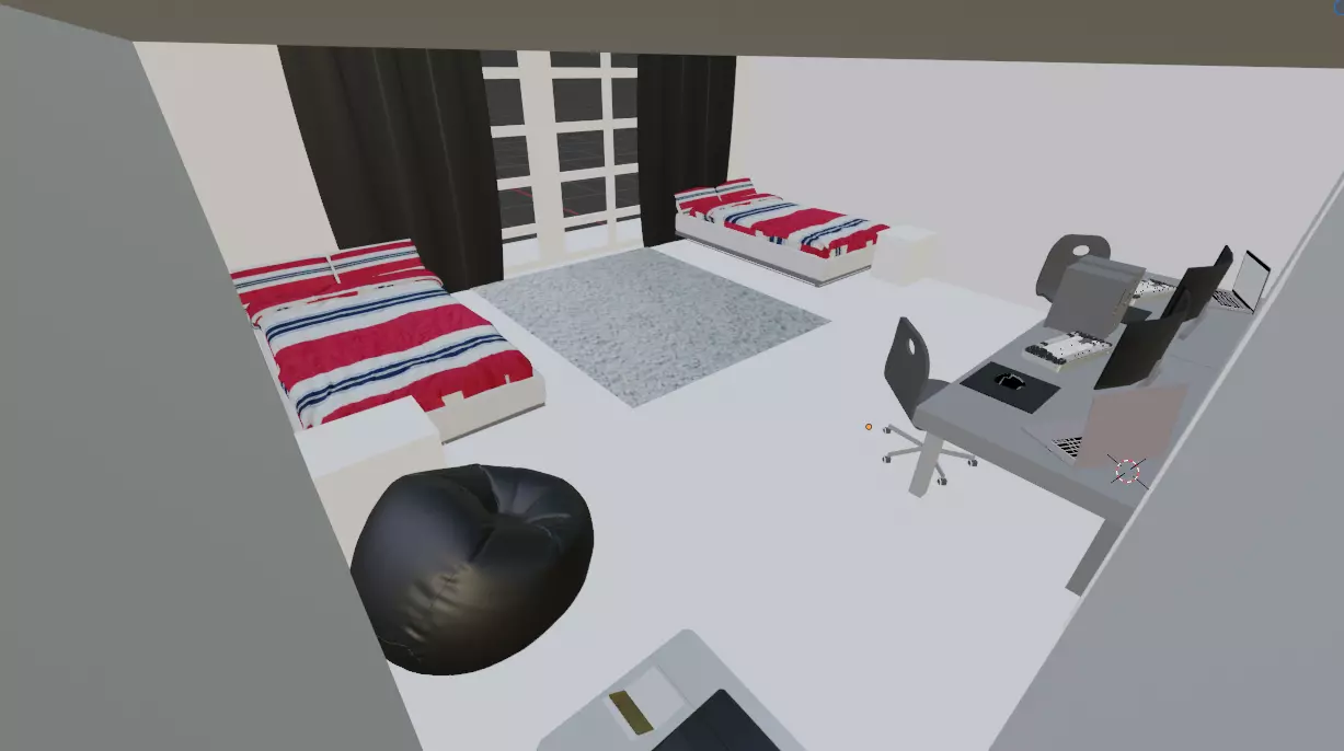 Basic Room for gaming and productivity   II NO SHADER II Low-poly 3D model_0