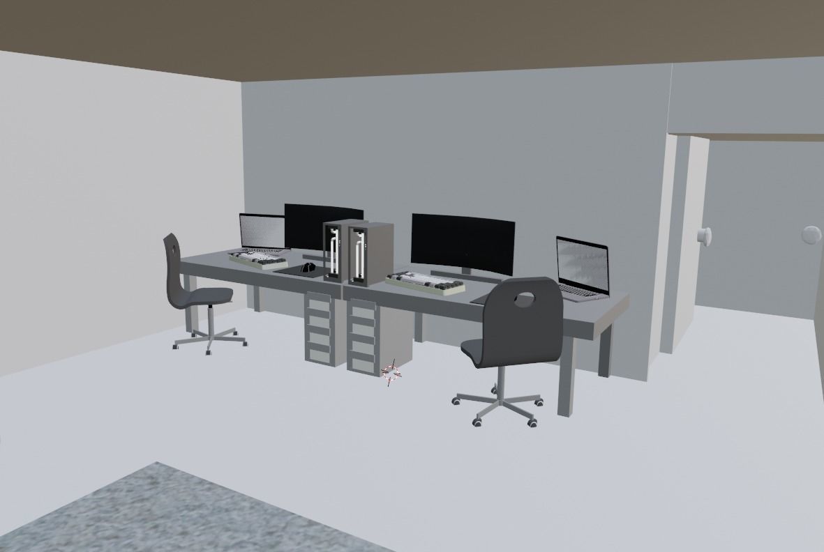 Basic Room for gaming and productivity   II NO SHADER II Low-poly 3D model_7