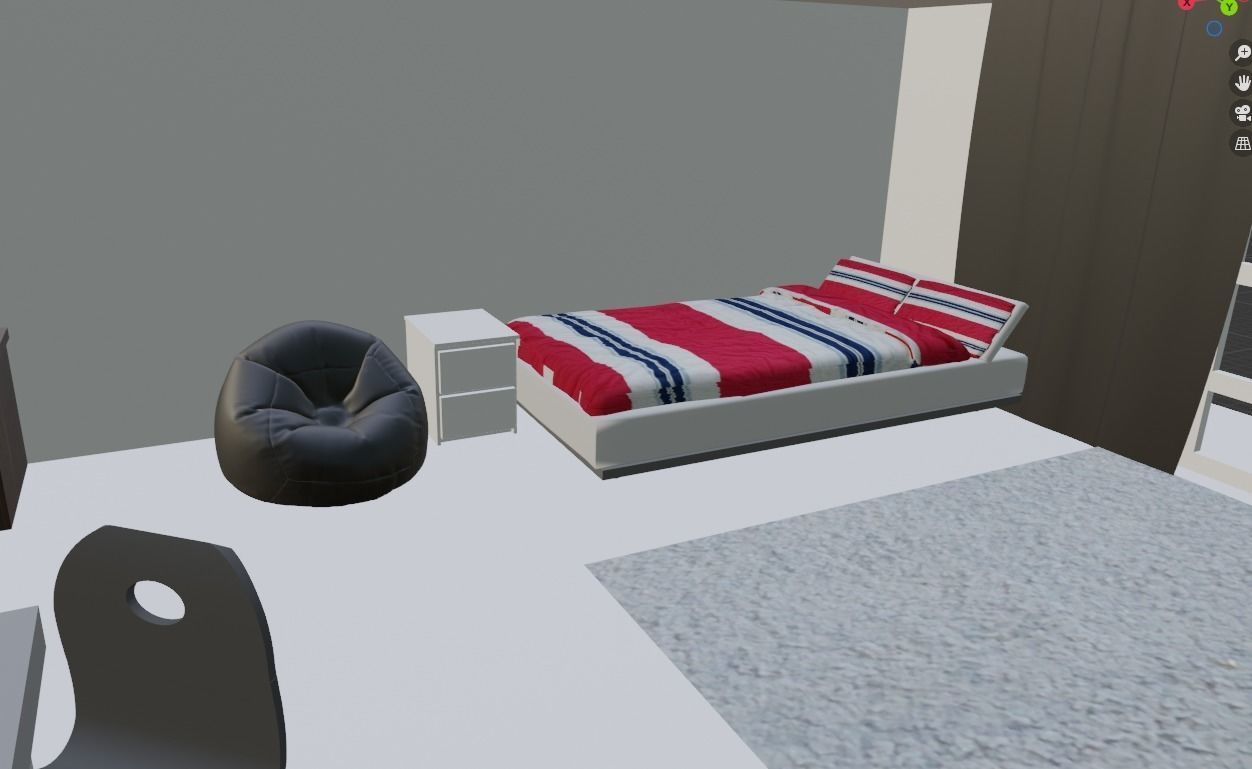 Basic Room for gaming and productivity   II NO SHADER II Low-poly 3D model_1