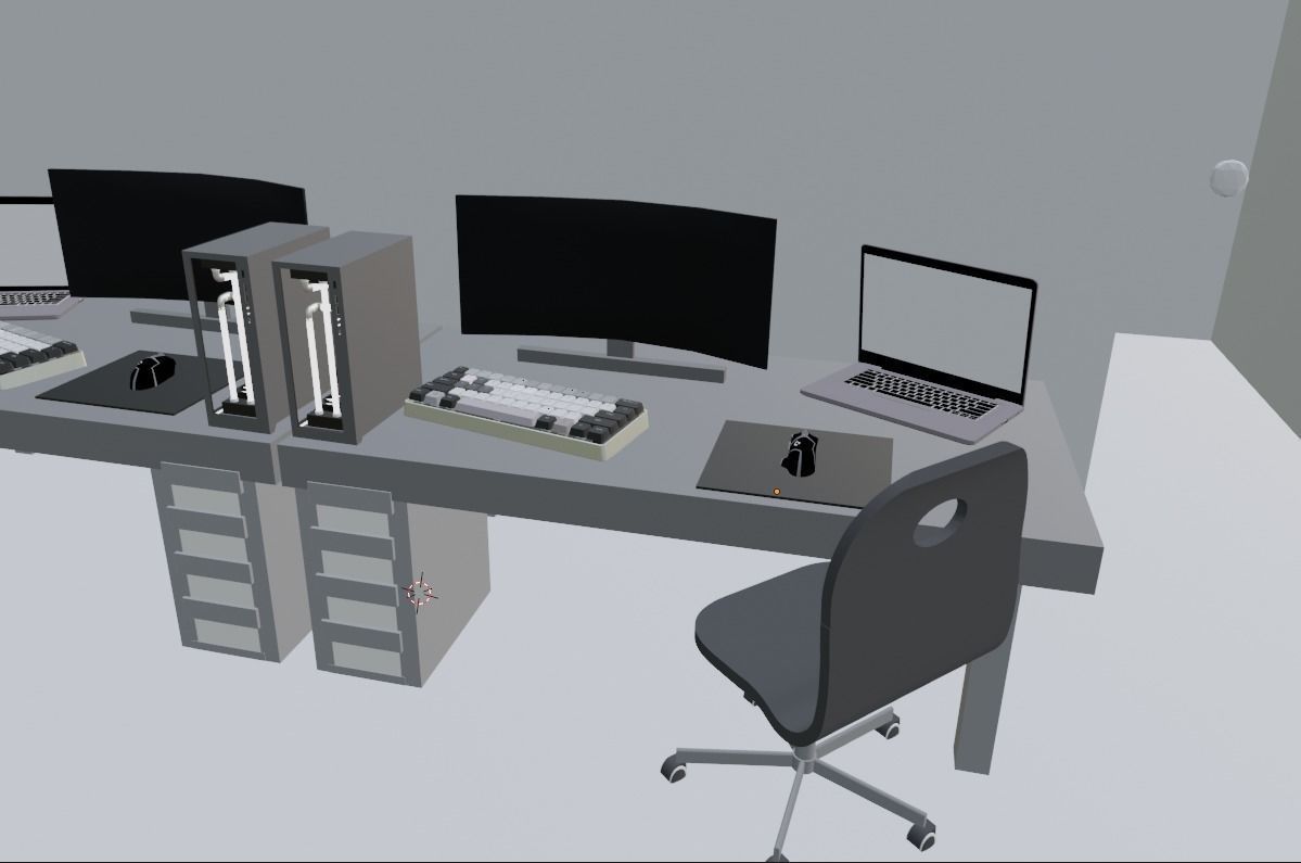 Basic Room for gaming and productivity   II NO SHADER II Low-poly 3D model_2