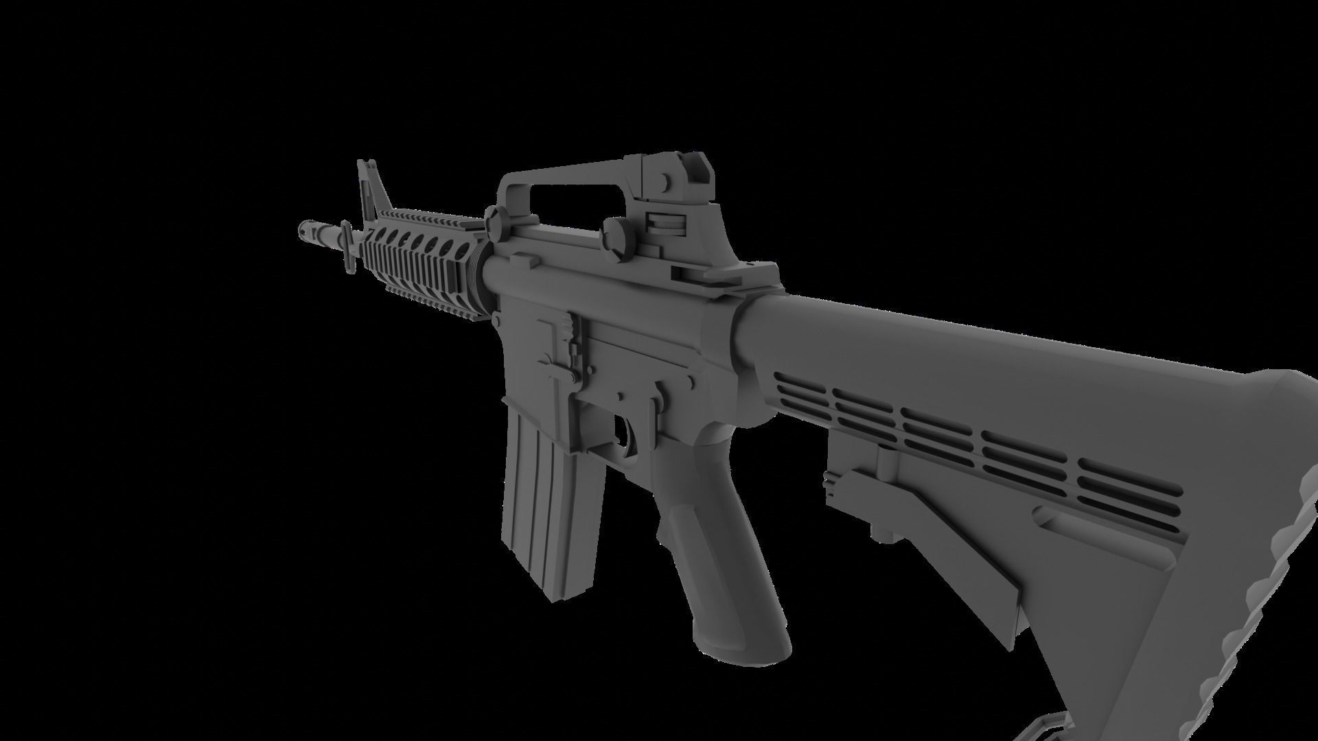 M4A1 Carbine Low-poly 3D model_2