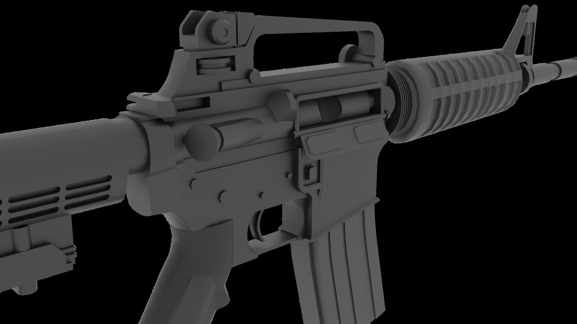 M4A1 Carbine Low-poly 3D model_4