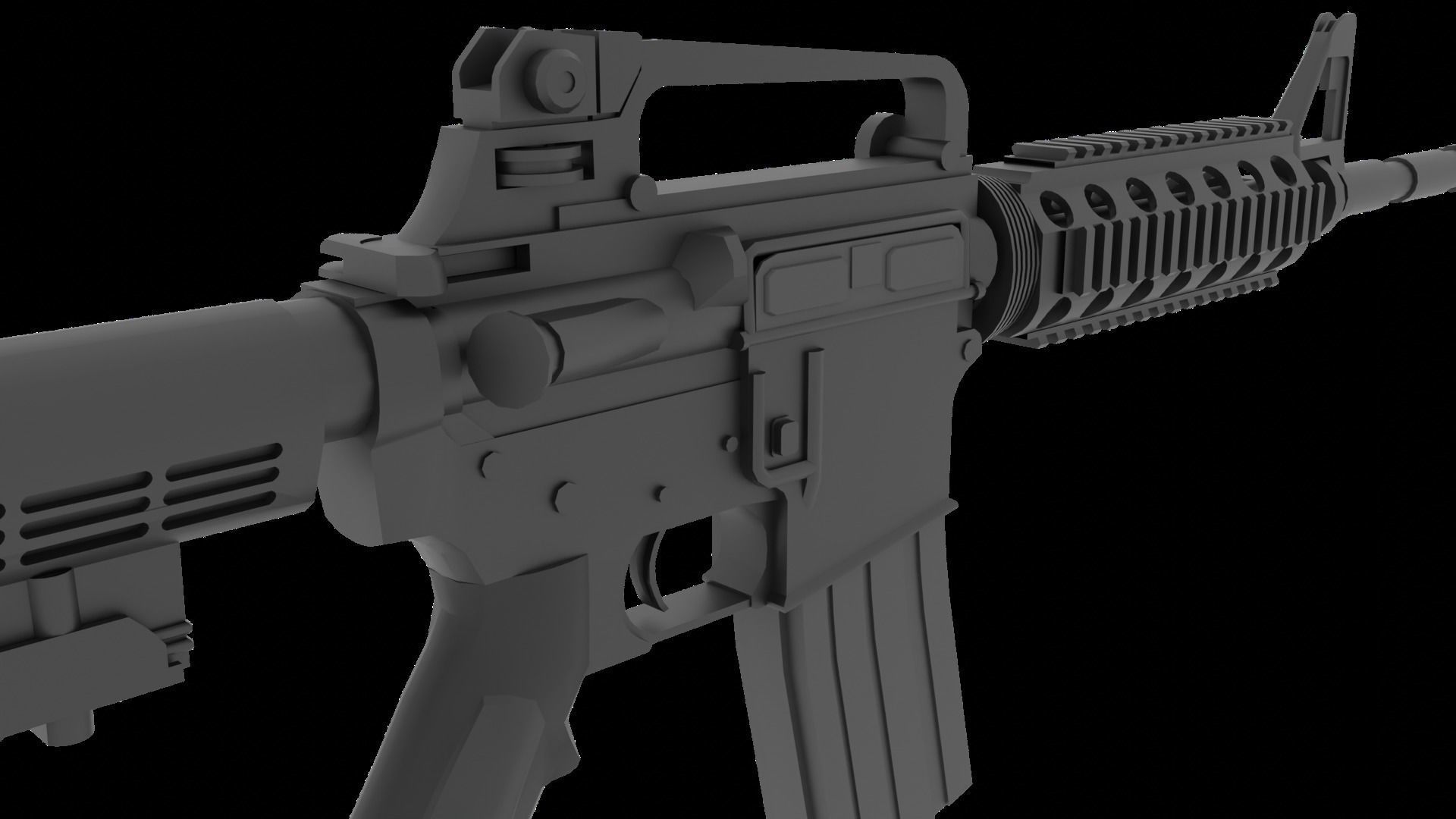 M4A1 Carbine Low-poly 3D model_3