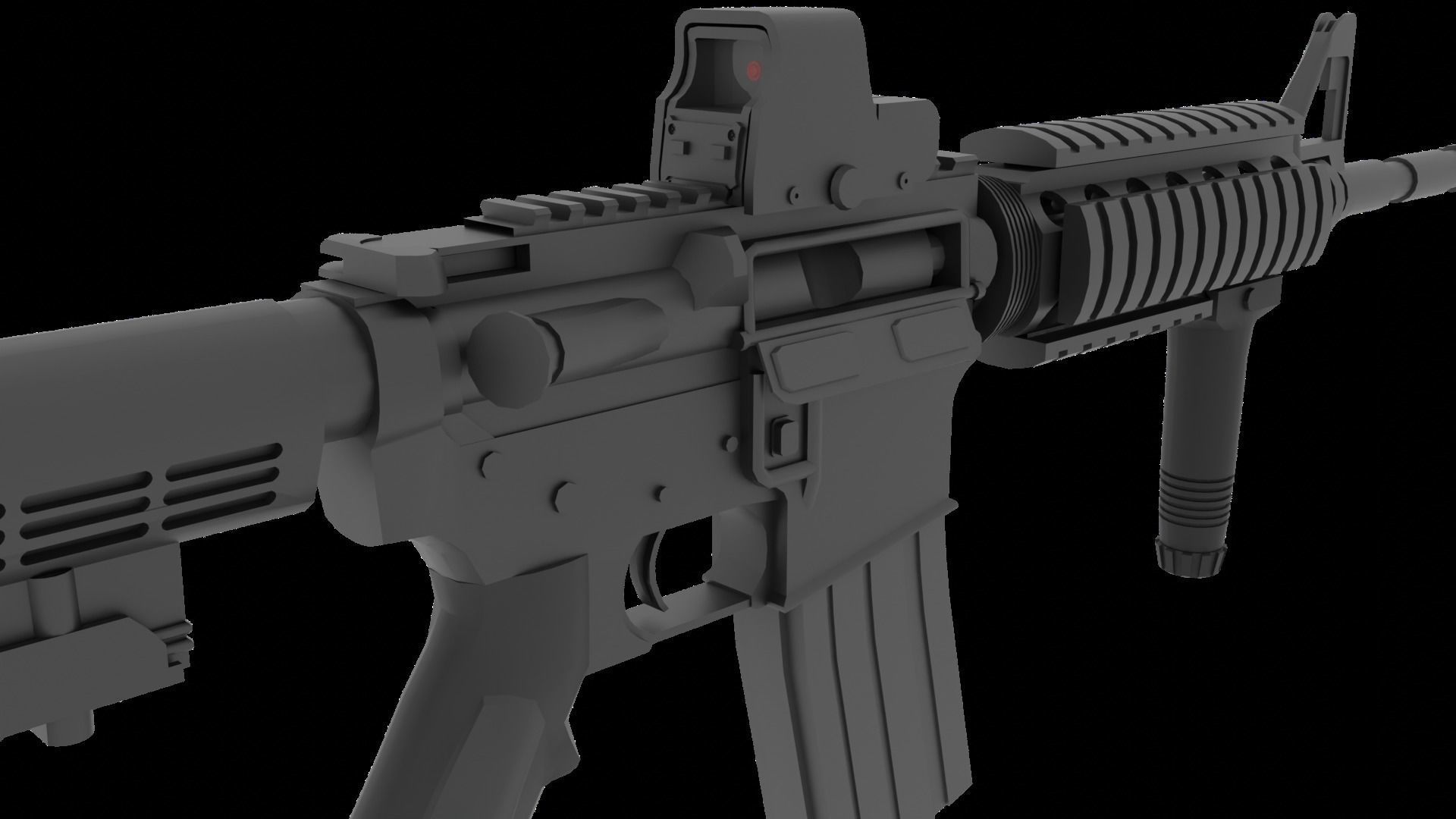 M4A1 Carbine Low-poly 3D model_5