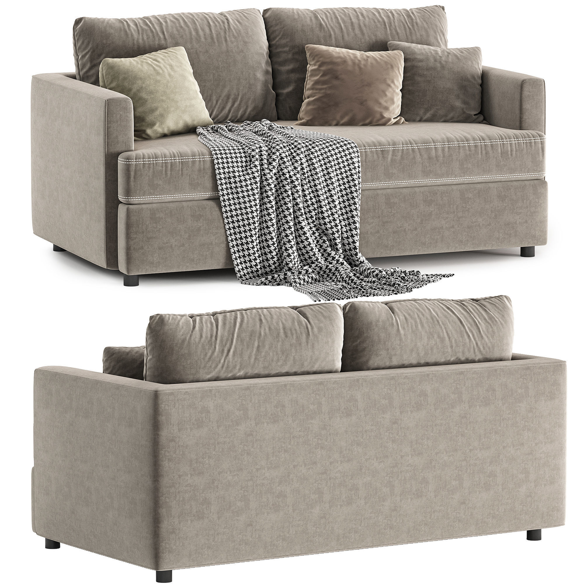 Lounge Apartment Bench Sofa set 1 3D model_3