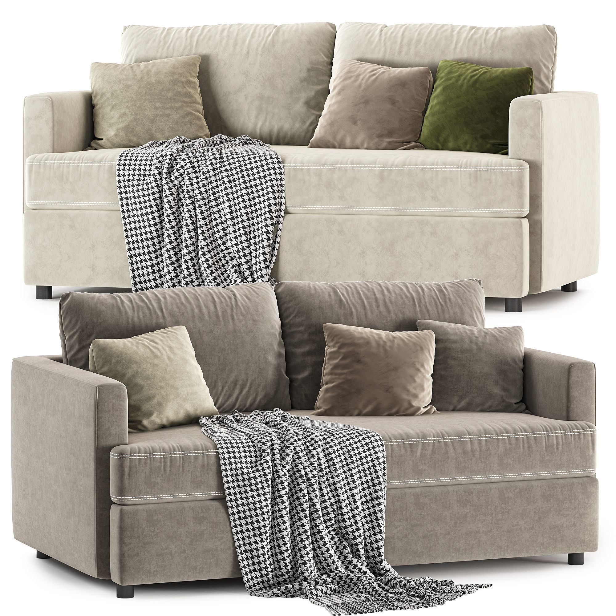 Lounge Apartment Bench Sofa set 1 3D model_7