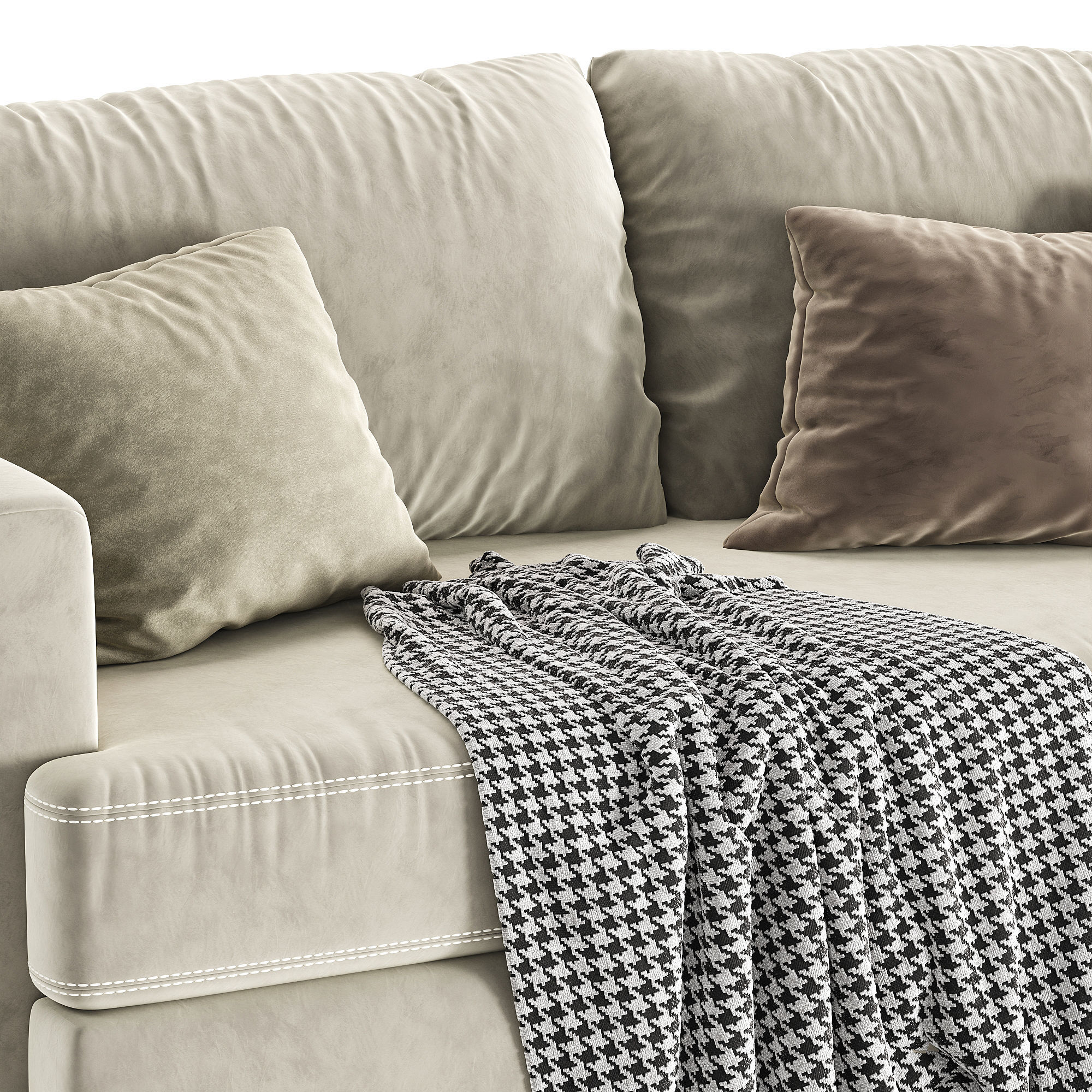 Lounge Apartment Bench Sofa set 1 3D model_6