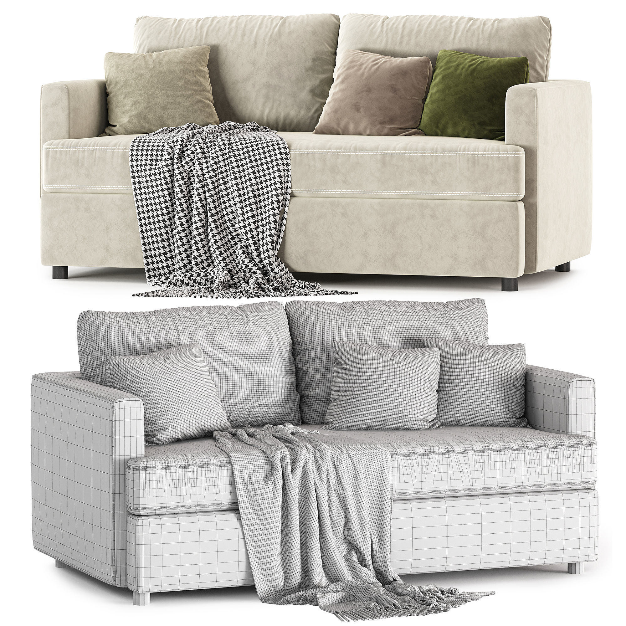 Lounge Apartment Bench Sofa set 1 3D model_9