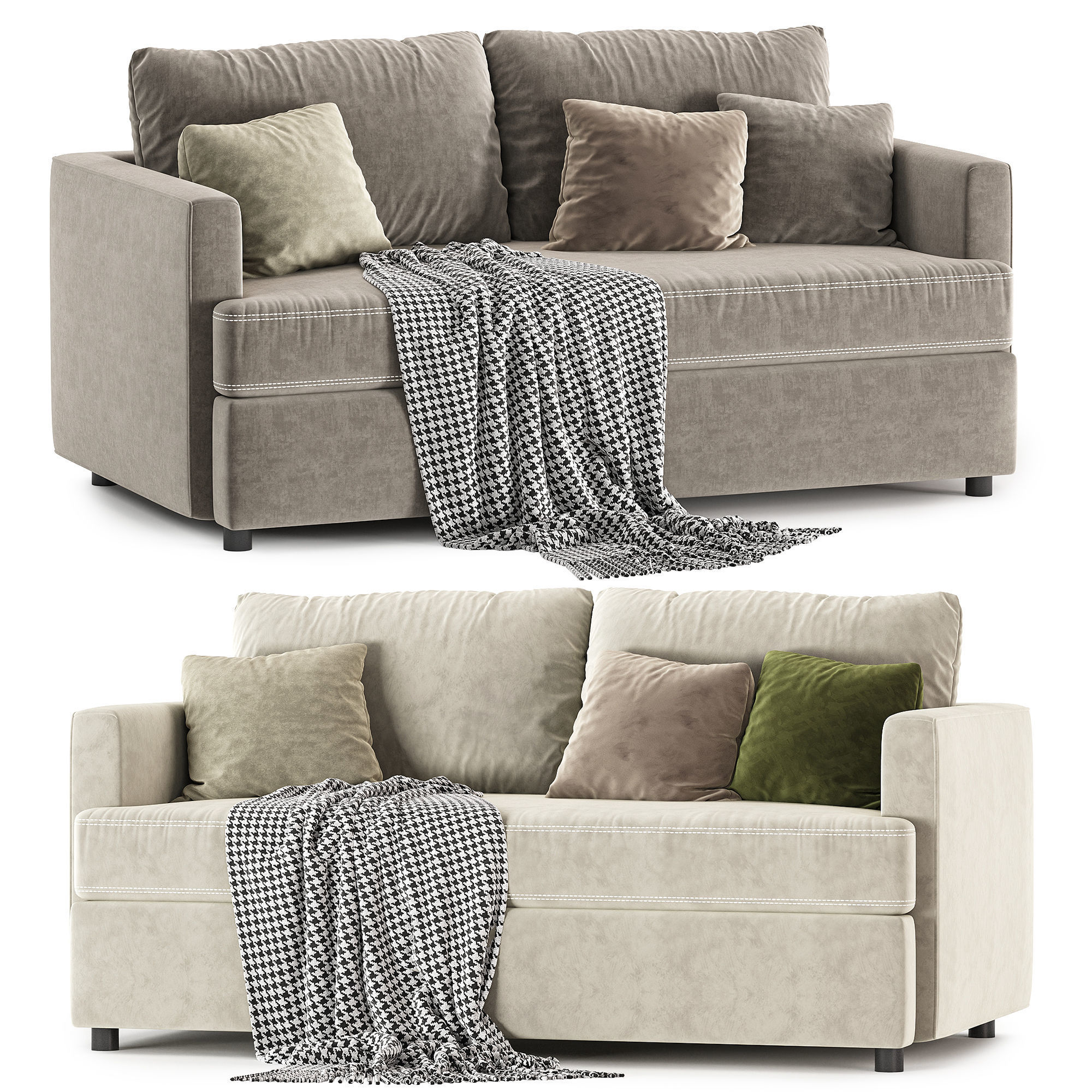 Lounge Apartment Bench Sofa set 1 3D model_5