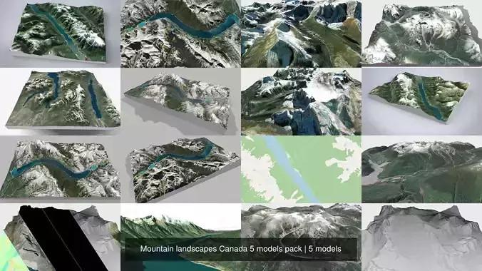 Mountain landscapes Canada 5 models pack 3D Model Collection