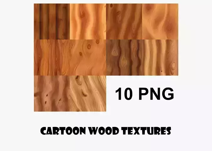 Cartoon Wood Textures Pack 04 - 10x PNG 