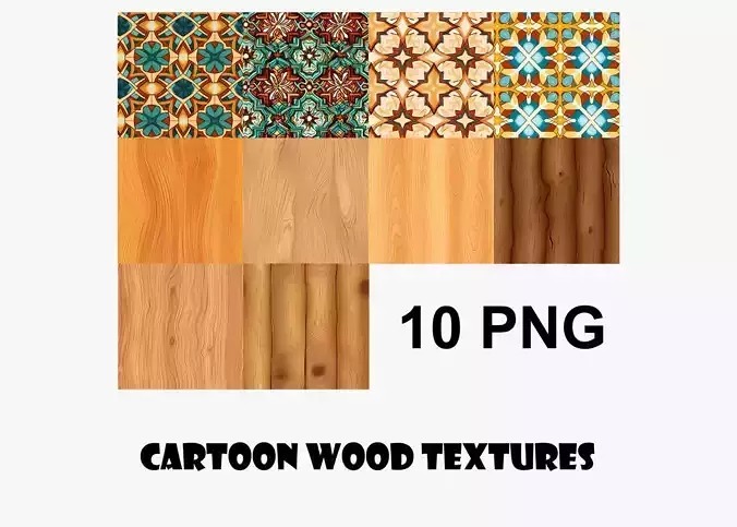Cartoon Wood Textures Pack 05 - 10x PNG 