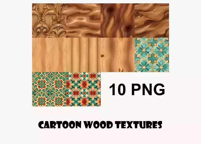 Cartoon Wood Textures Pack 06 - 10x PNG 