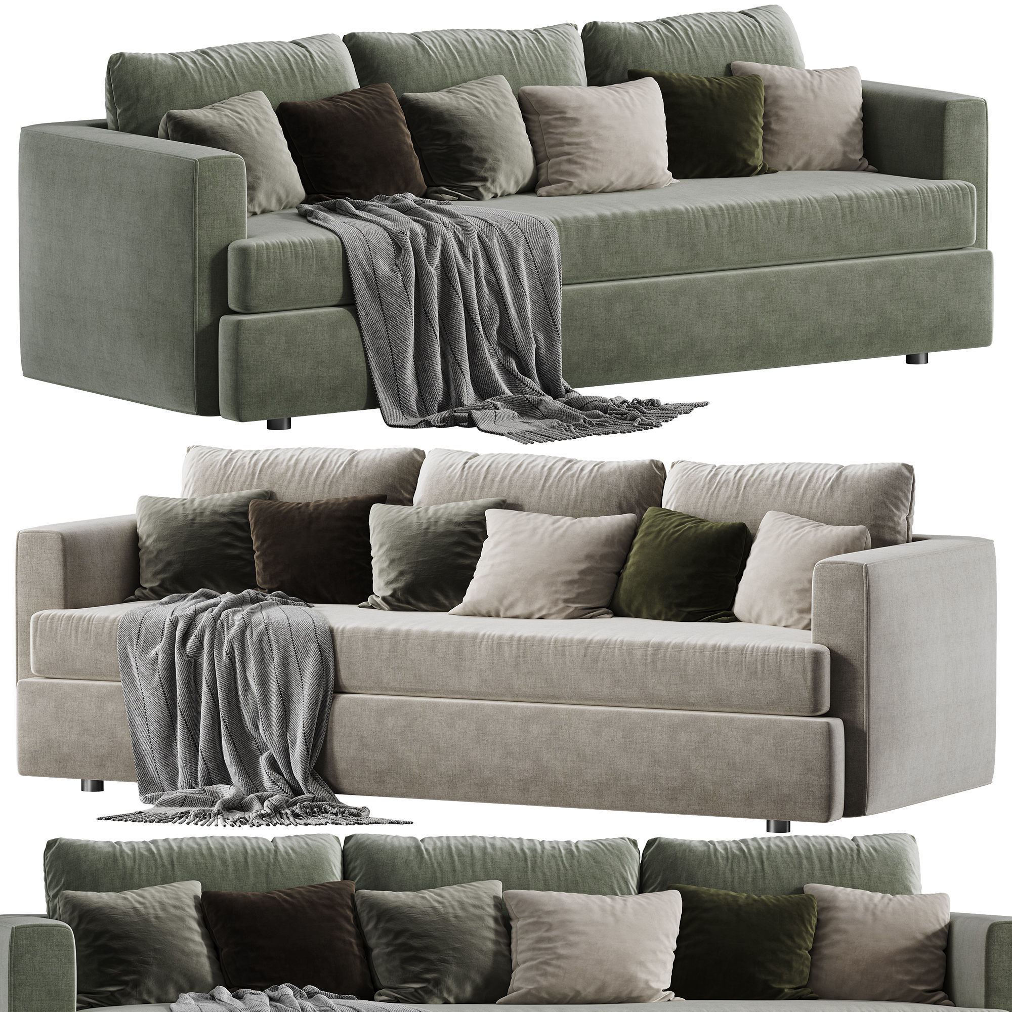 Lounge Grande Bench Sofa set 4 3D model_6