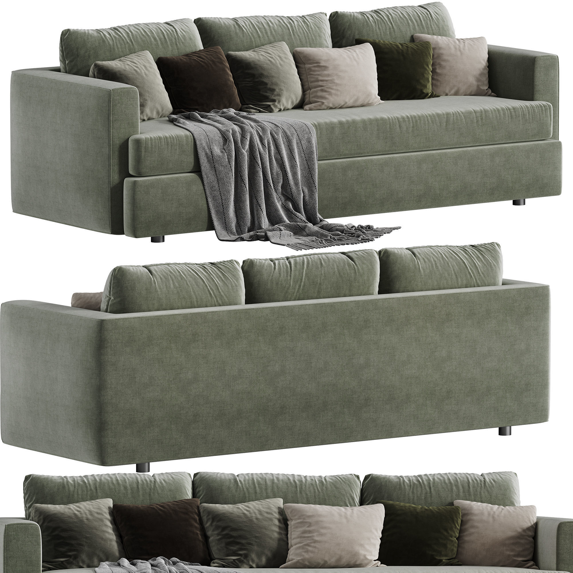 Lounge Grande Bench Sofa set 4 3D model_3