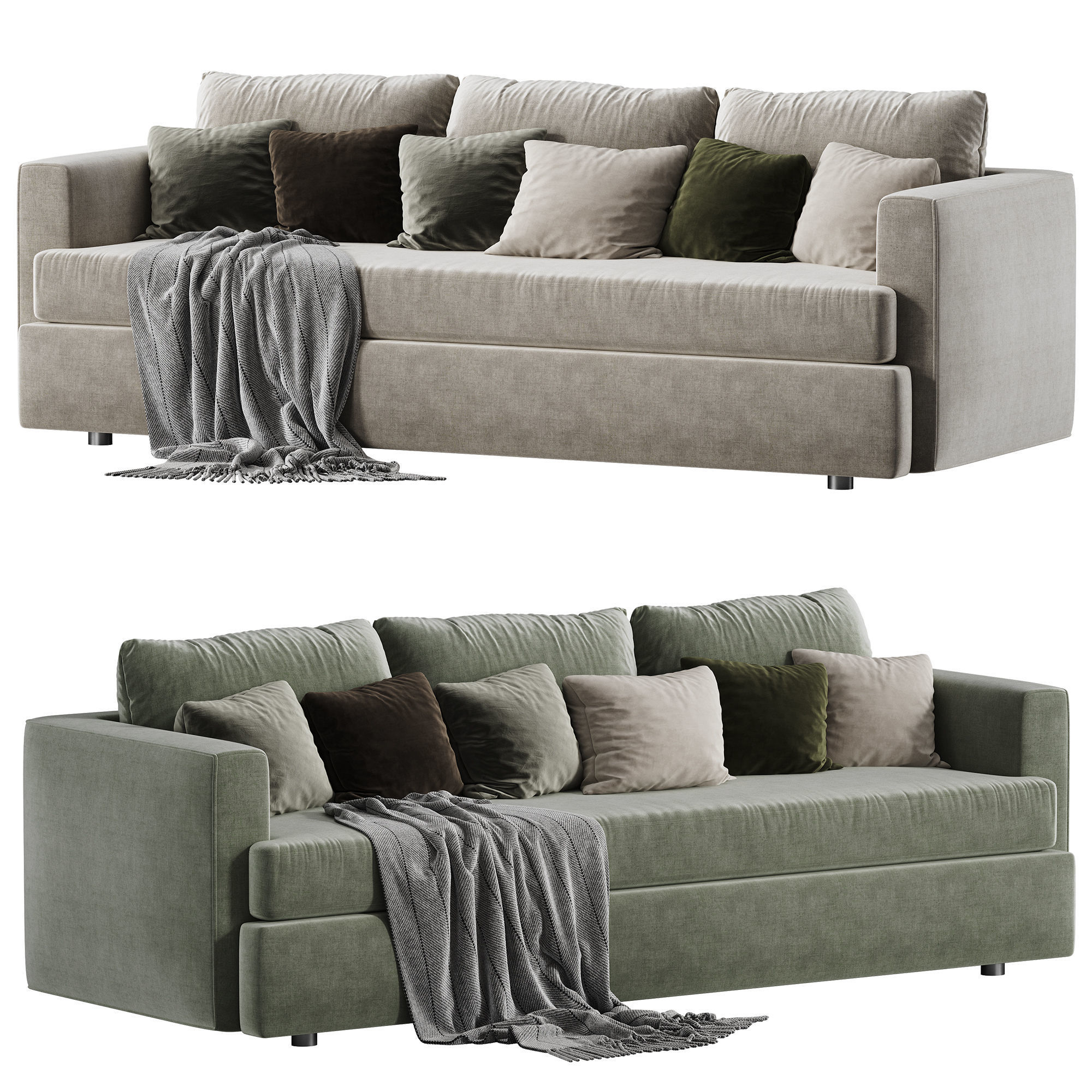 Lounge Grande Bench Sofa set 4 3D model_1