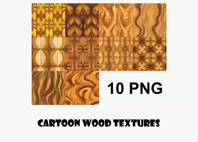 Cartoon Wood Textures Pack 07 - 10x PNG 