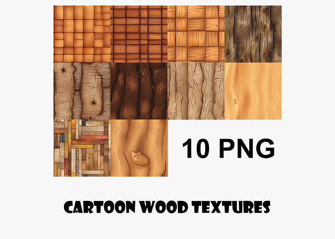 Cartoon Wood Textures Pack 09 - 10x PNG  Texture