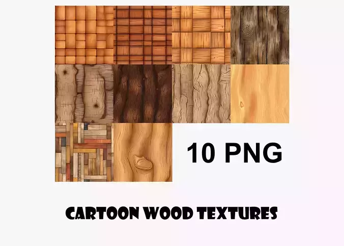 Cartoon Wood Textures Pack 09 - 10x PNG 