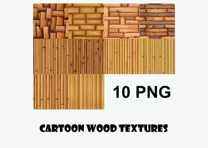 Cartoon Wood Textures Pack 10 - 10x PNG Texture