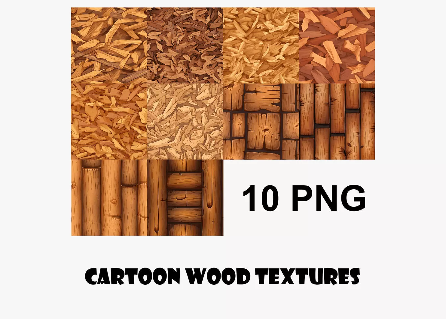 Cartoon Wood Textures Pack 11 - 10x PNG Texture