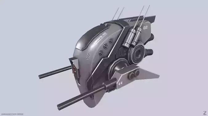 Unmanned Scifi Drone Low-poly 3D model