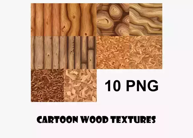 Cartoon Wood Textures Pack 15 - 10x PNG 