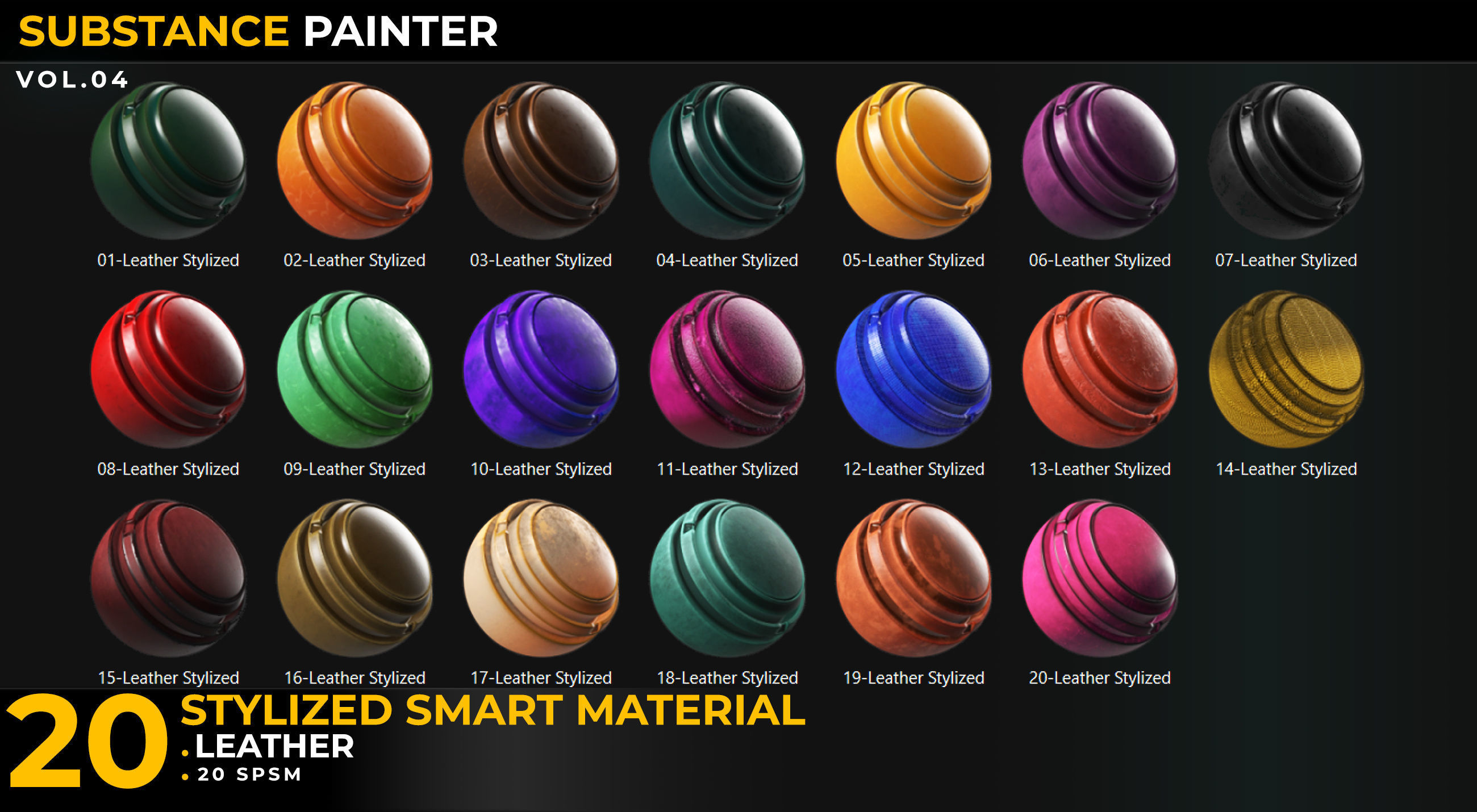 20 Stylized Smart Materials Leather Vol 04 Texture_1