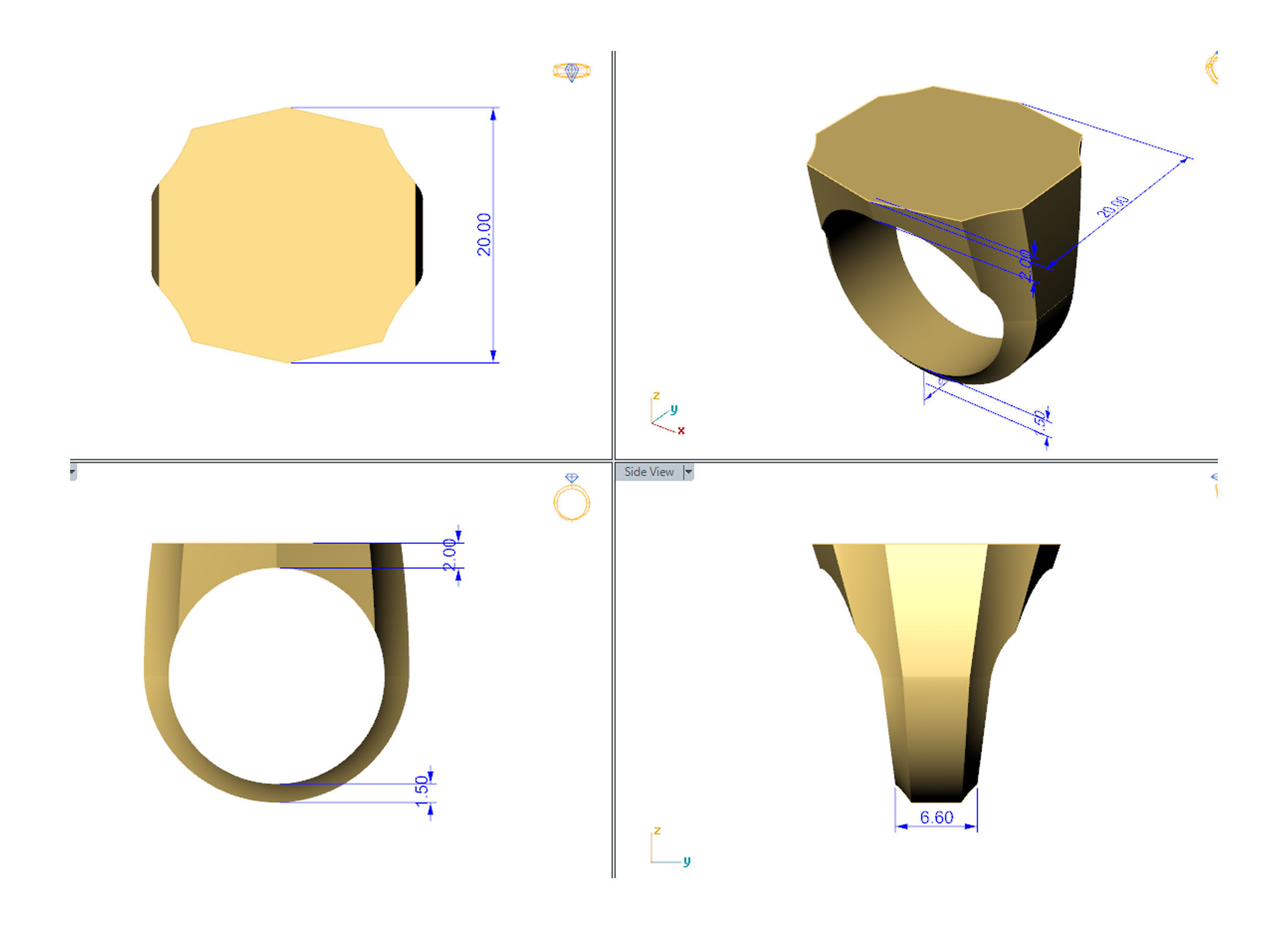 20mm Signet Ring Printable model 3dmodel 3D print model_3