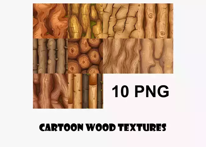 Cartoon Wood Textures Pack 17 - 10x PNG 