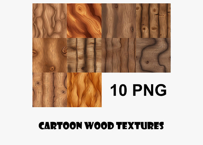 Cartoon Wood Textures Pack 18 - 10x PNG  Texture