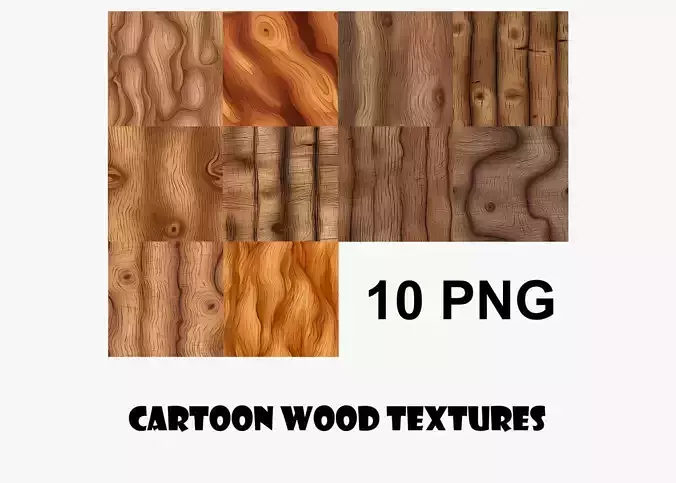 Cartoon Wood Textures Pack 18 - 10x PNG 