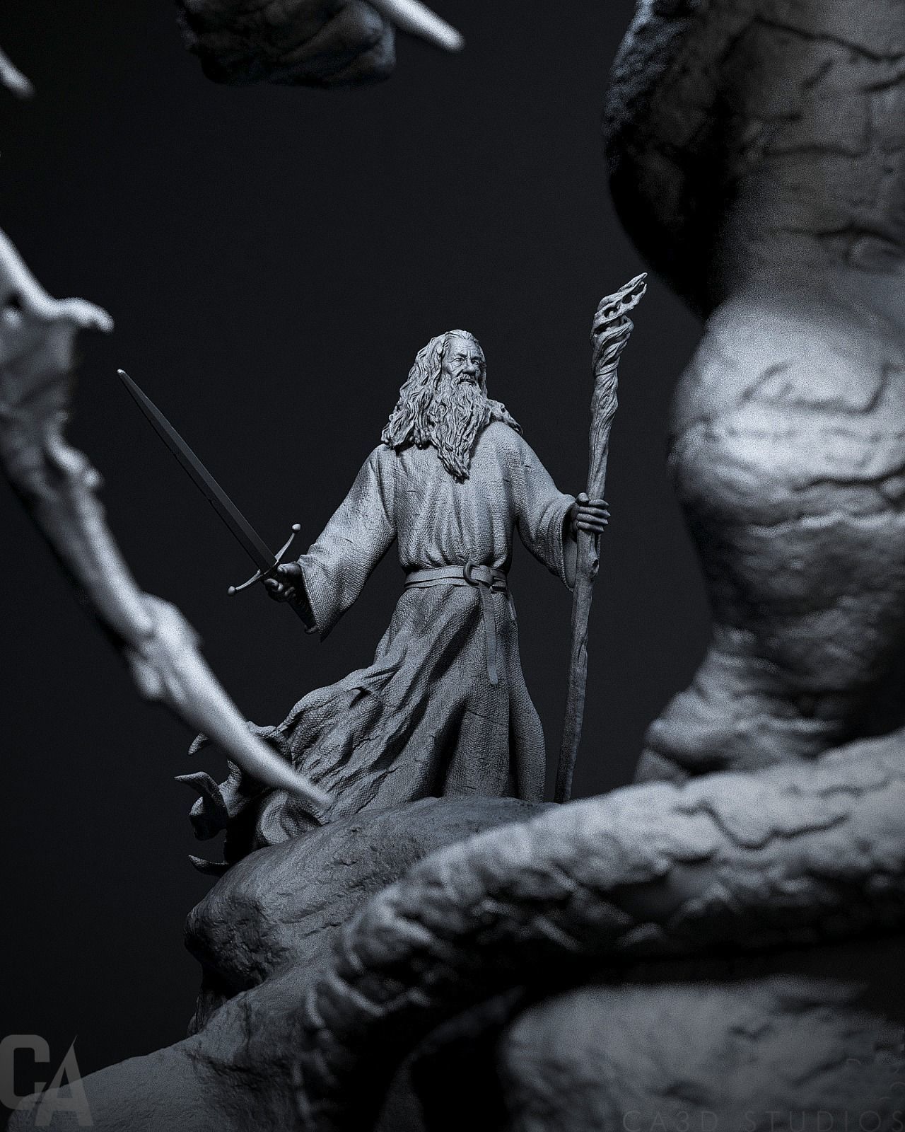 Balrog vs Gandalf 3D Print 3D print model_1