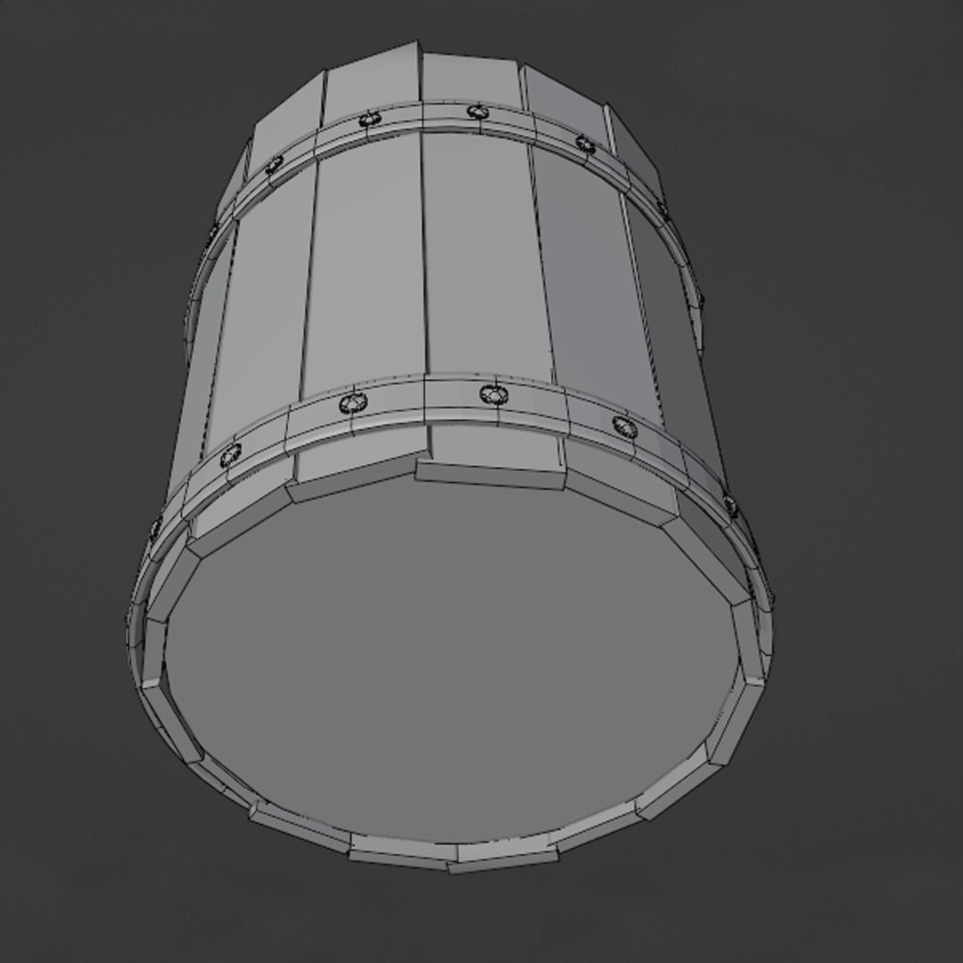 Old wooden bucket Low-poly 3D model_4