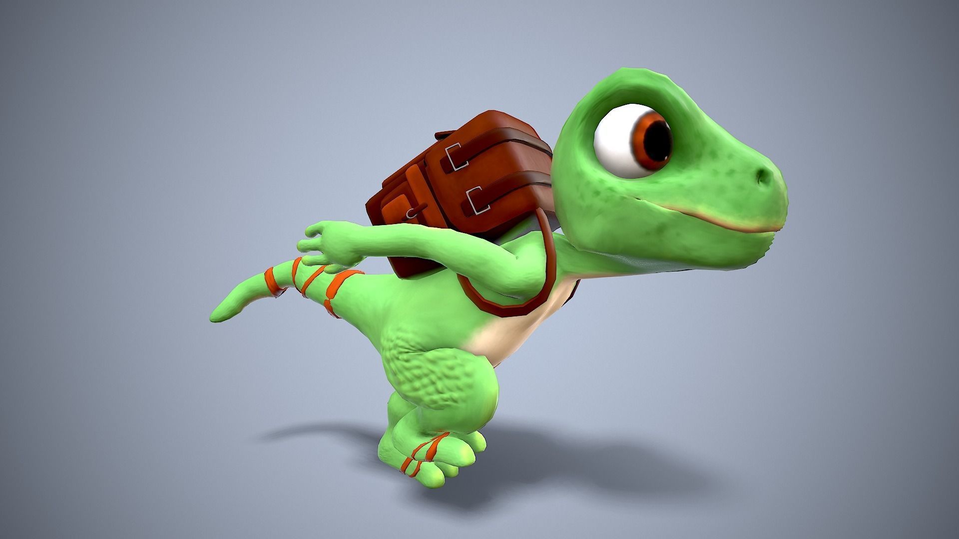 cartoon gecko Traveler Low-poly 3D model_8