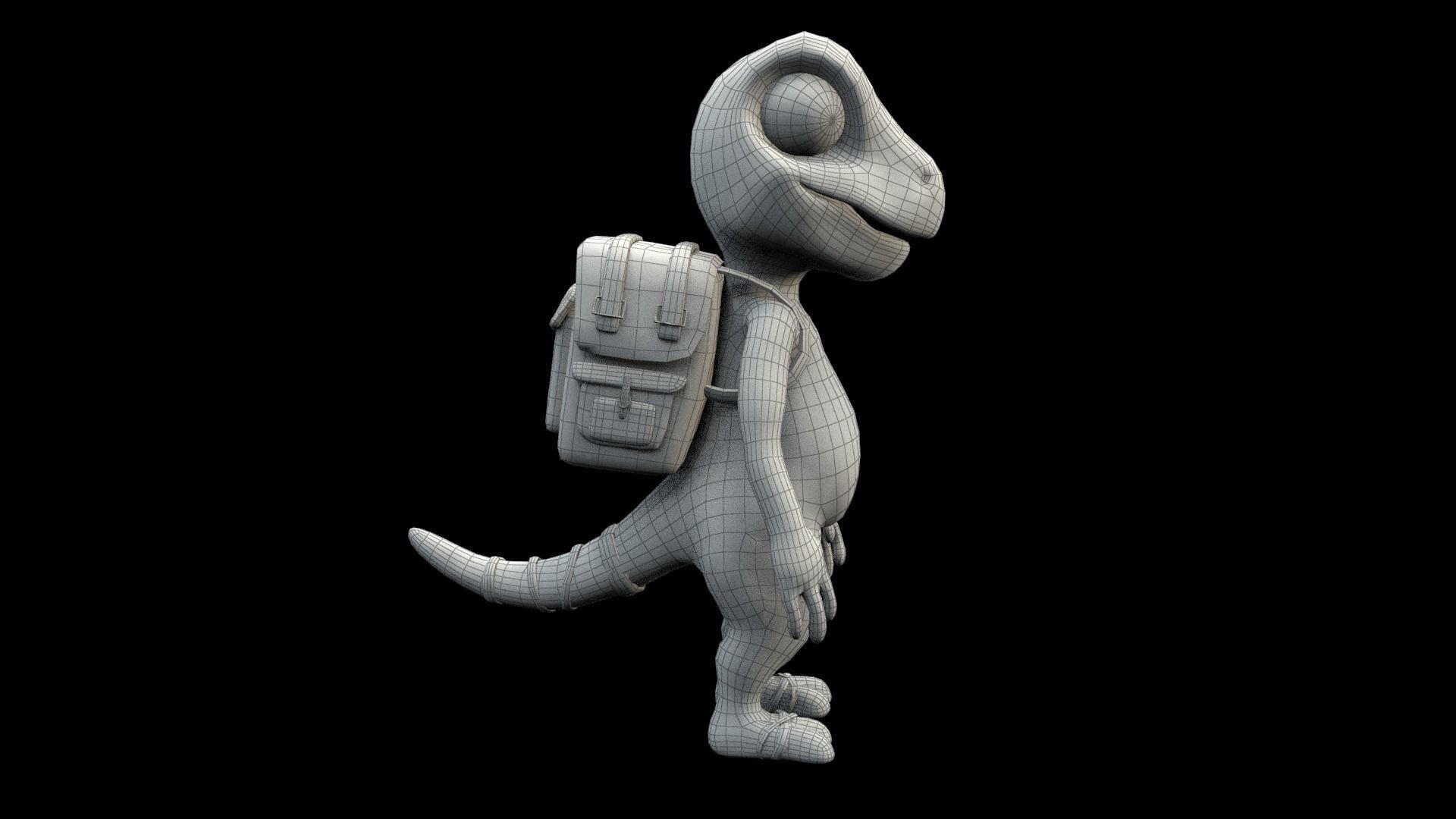 cartoon gecko Traveler Low-poly 3D model_13