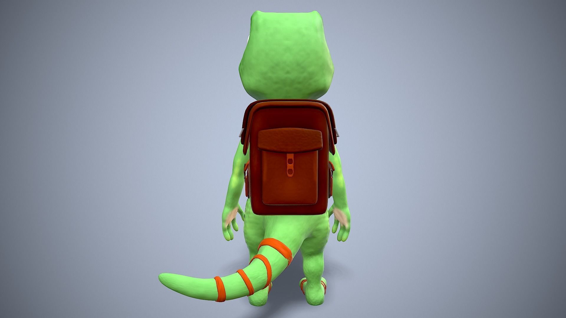 cartoon gecko Traveler Low-poly 3D model_10