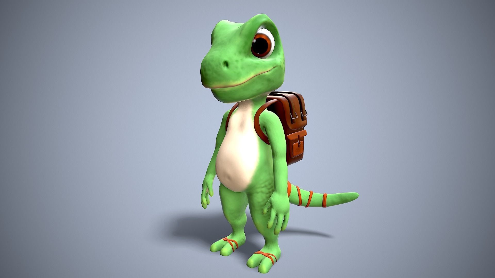 cartoon gecko Traveler Low-poly 3D model_6