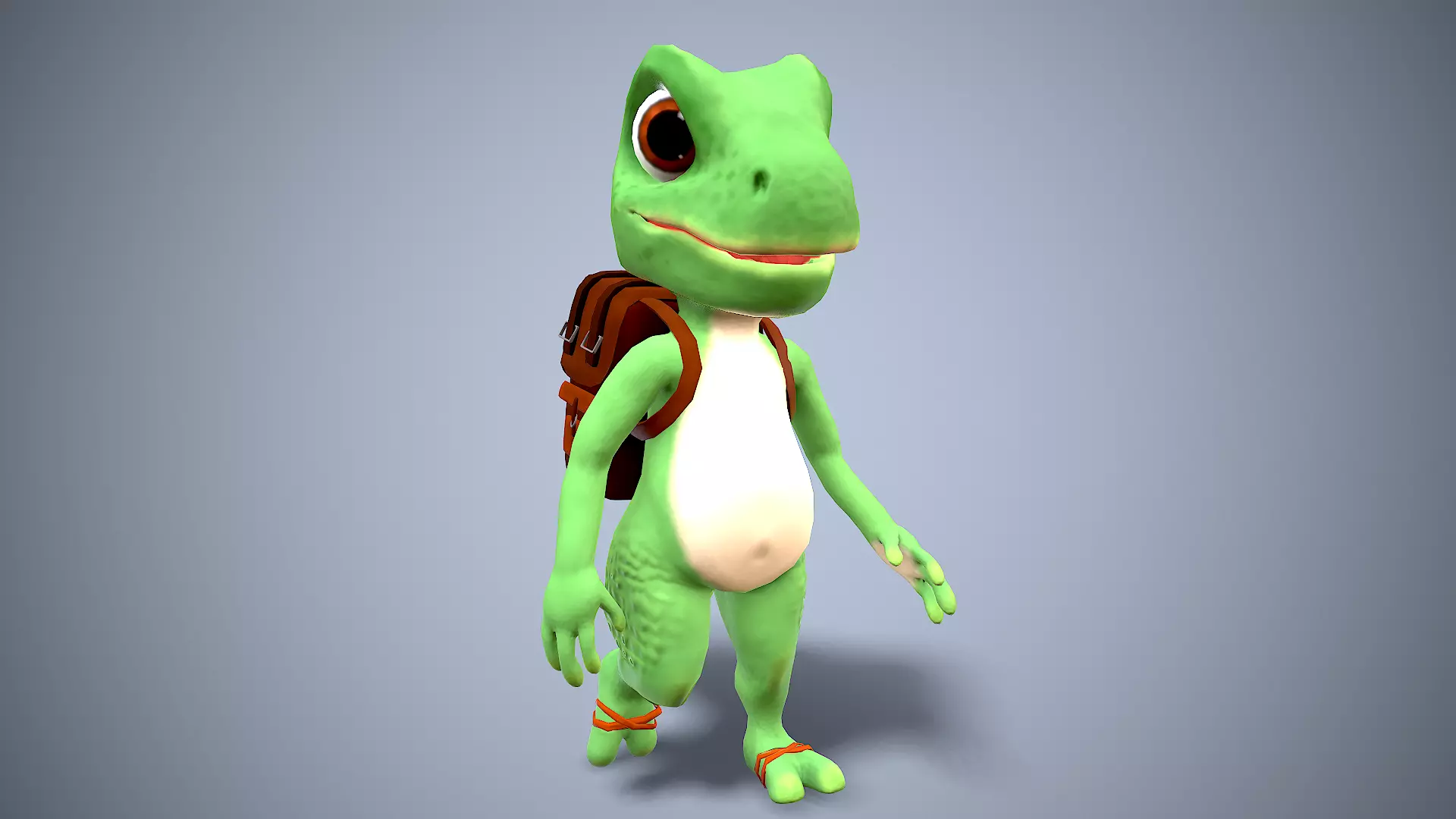 cartoon gecko Traveler Low-poly 3D model_0
