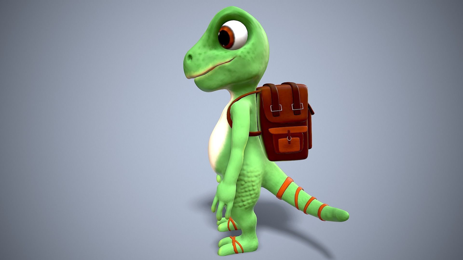 cartoon gecko Traveler Low-poly 3D model_5