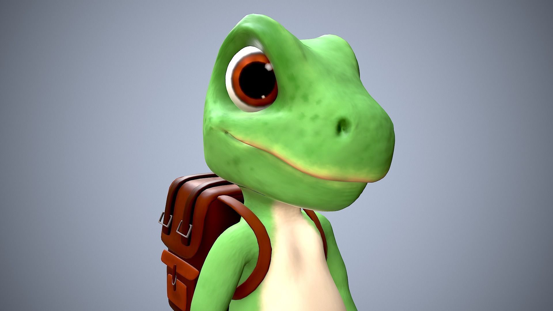 cartoon gecko Traveler Low-poly 3D model_7