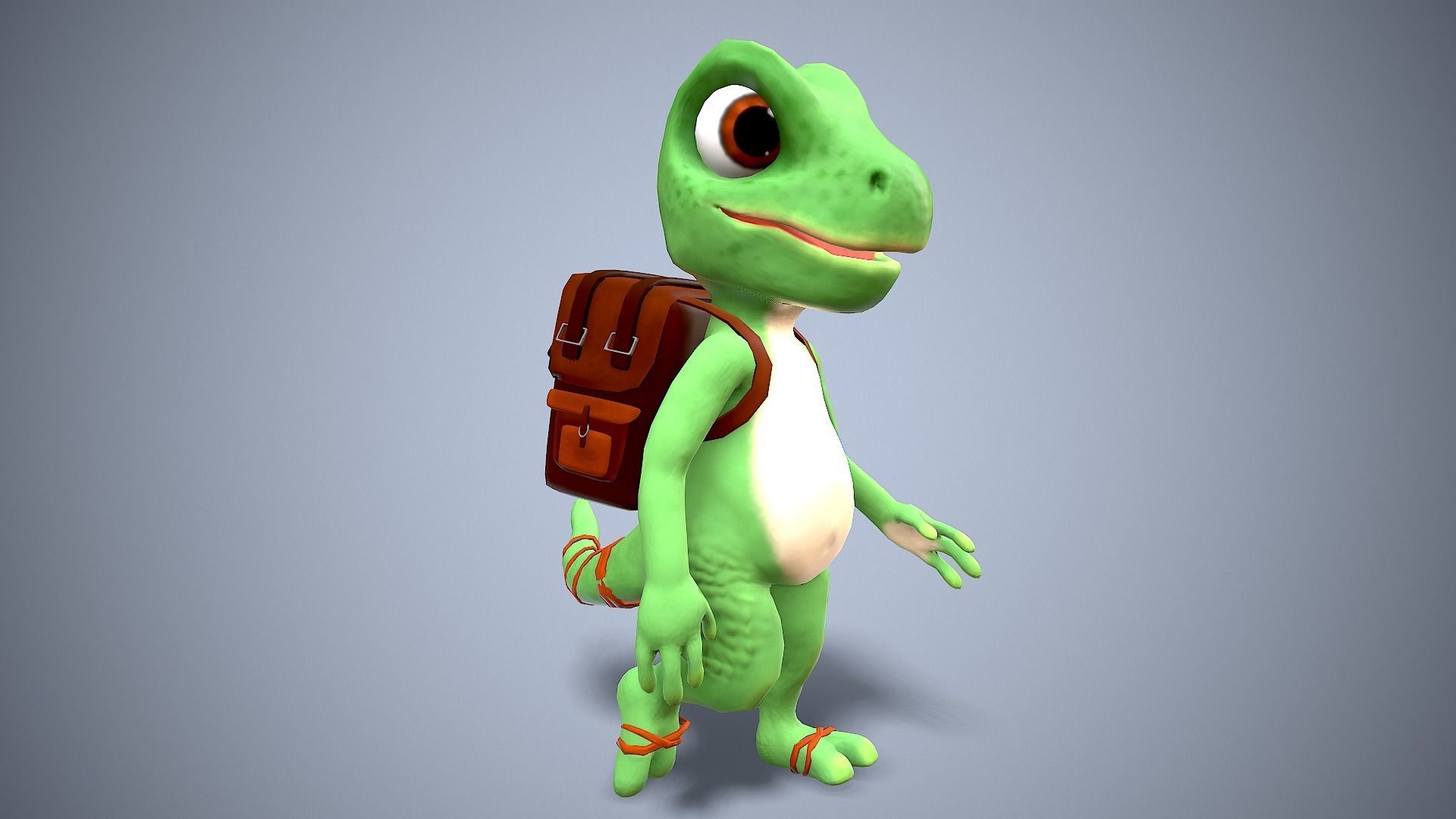 cartoon gecko Traveler Low-poly 3D model_9