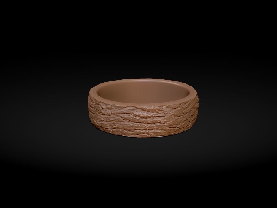 Tree Bark Ring - Organic Jewelry 3D print model_4