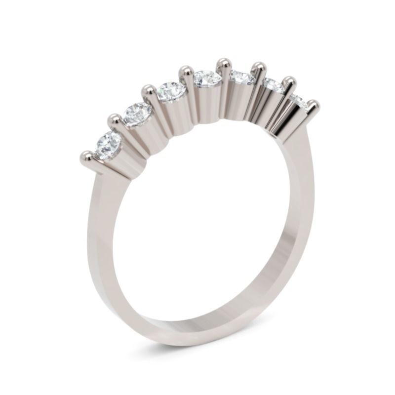 9 Stone Diamond Wedding Band STL 3DM Gold Ring Design 3D print model_1