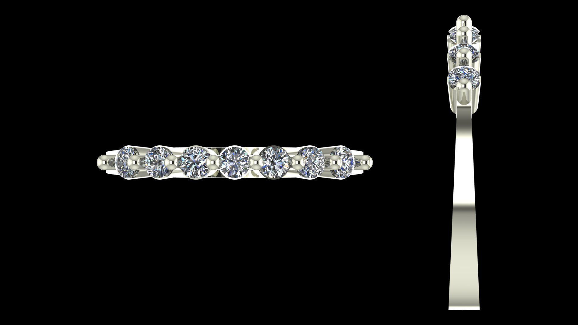 9 Stone Diamond Wedding Band STL 3DM Gold Ring Design 3D print model_9