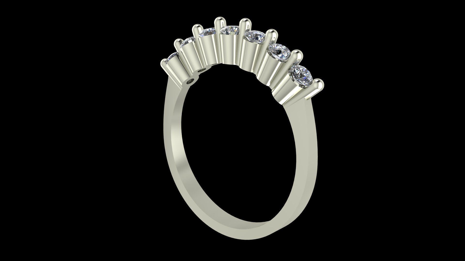 9 Stone Diamond Wedding Band STL 3DM Gold Ring Design 3D print model_7