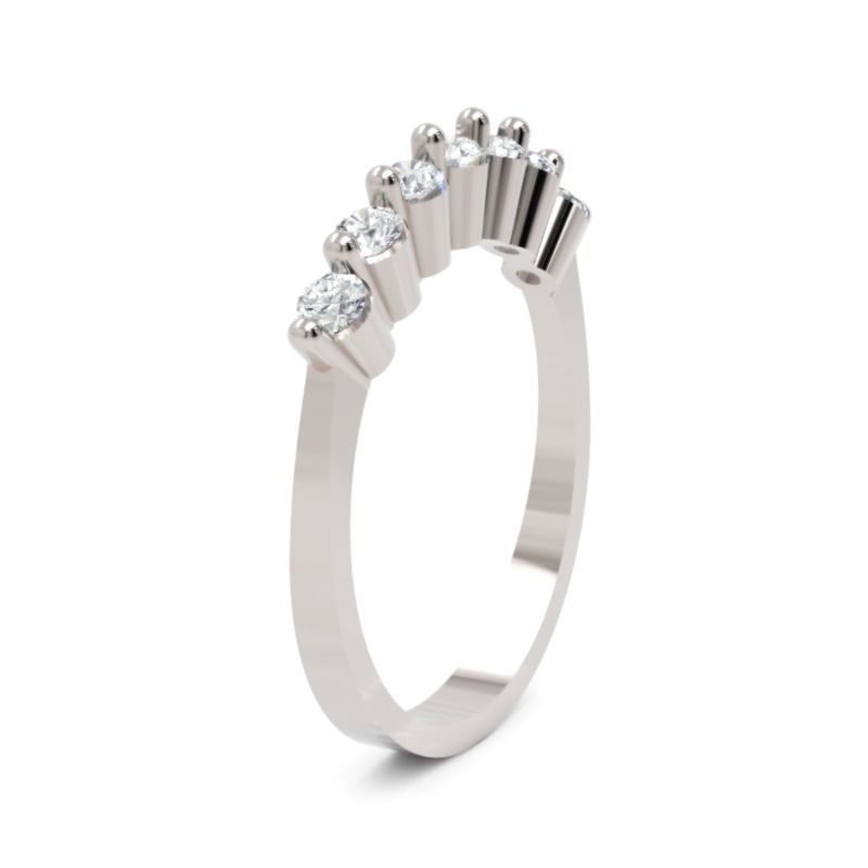 9 Stone Diamond Wedding Band STL 3DM Gold Ring Design 3D print model_2