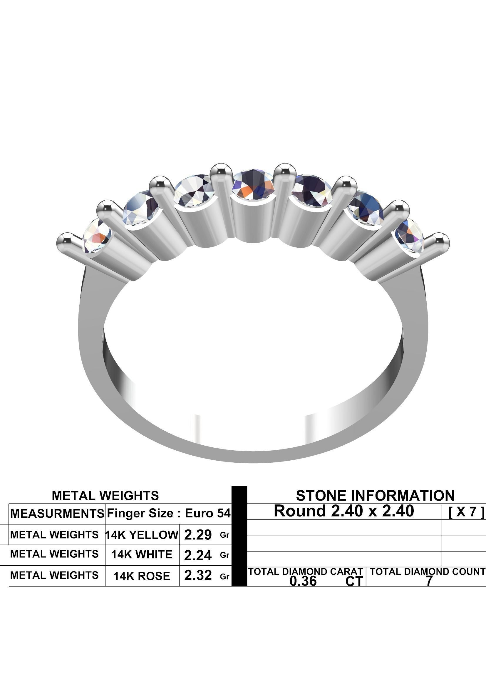 9 Stone Diamond Wedding Band STL 3DM Gold Ring Design 3D print model_10